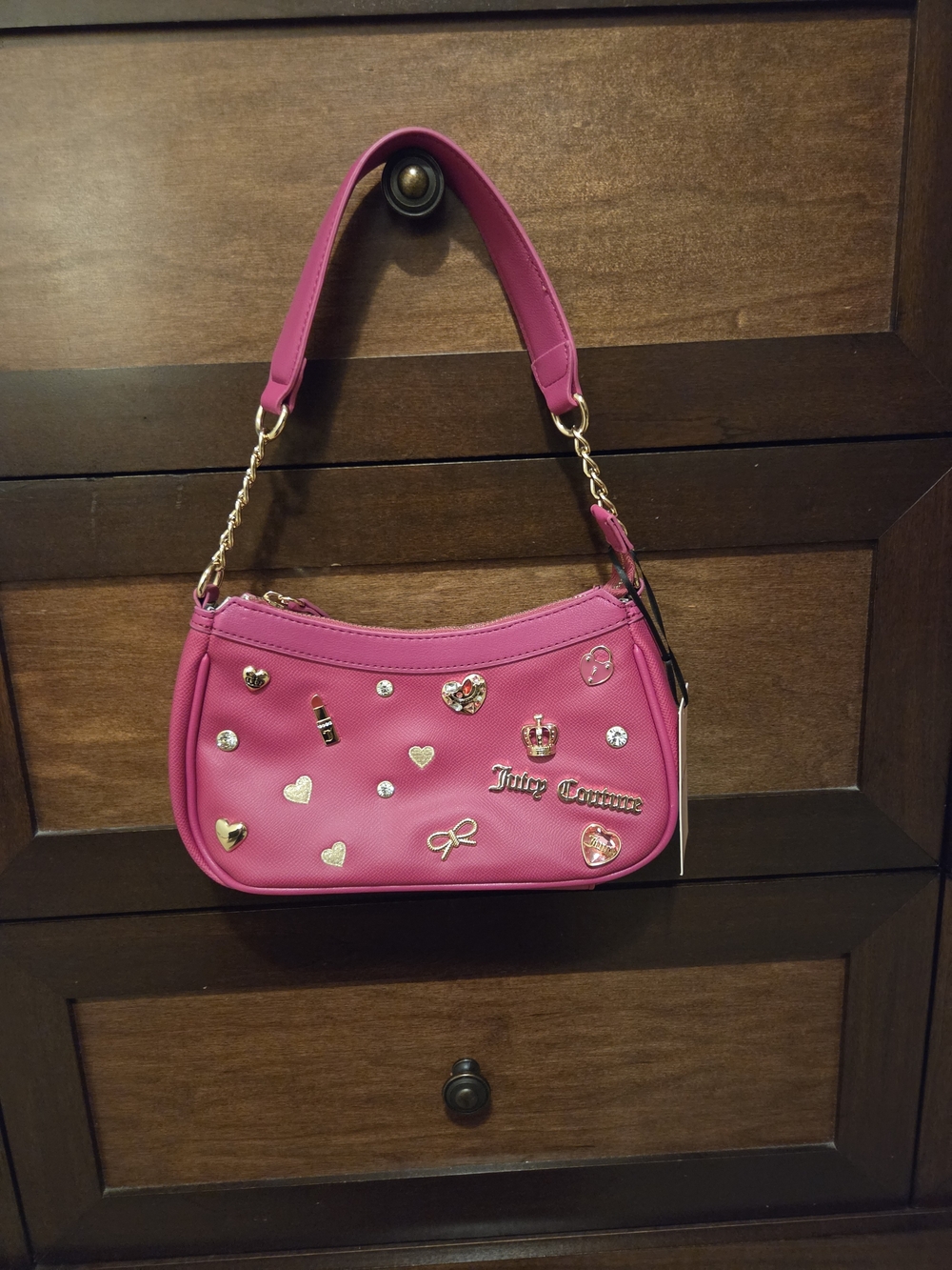 Juicy Couture Bright Pink Embellished Shoulder Bag